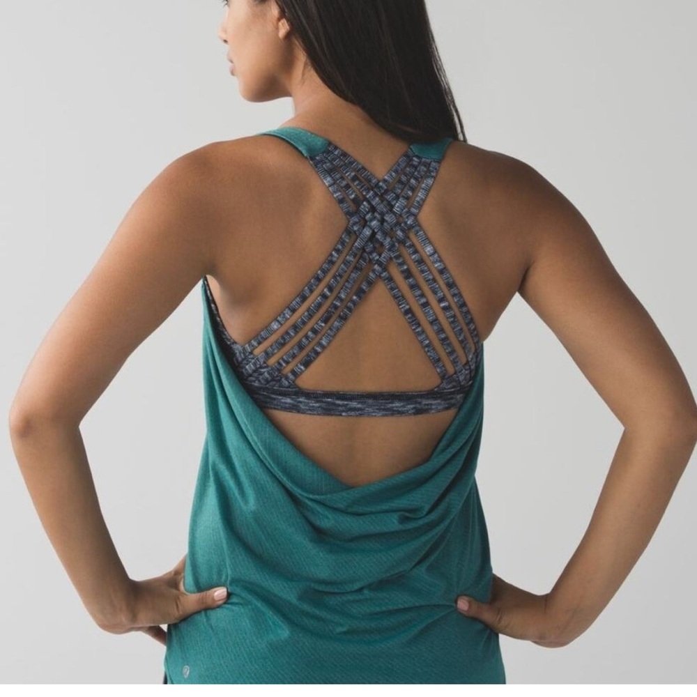 lululemon athletica Teal and Black Strappy Tank Top